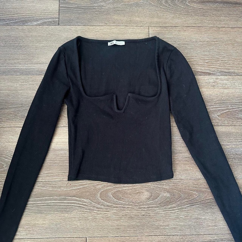 Black Zara Square Neck Top